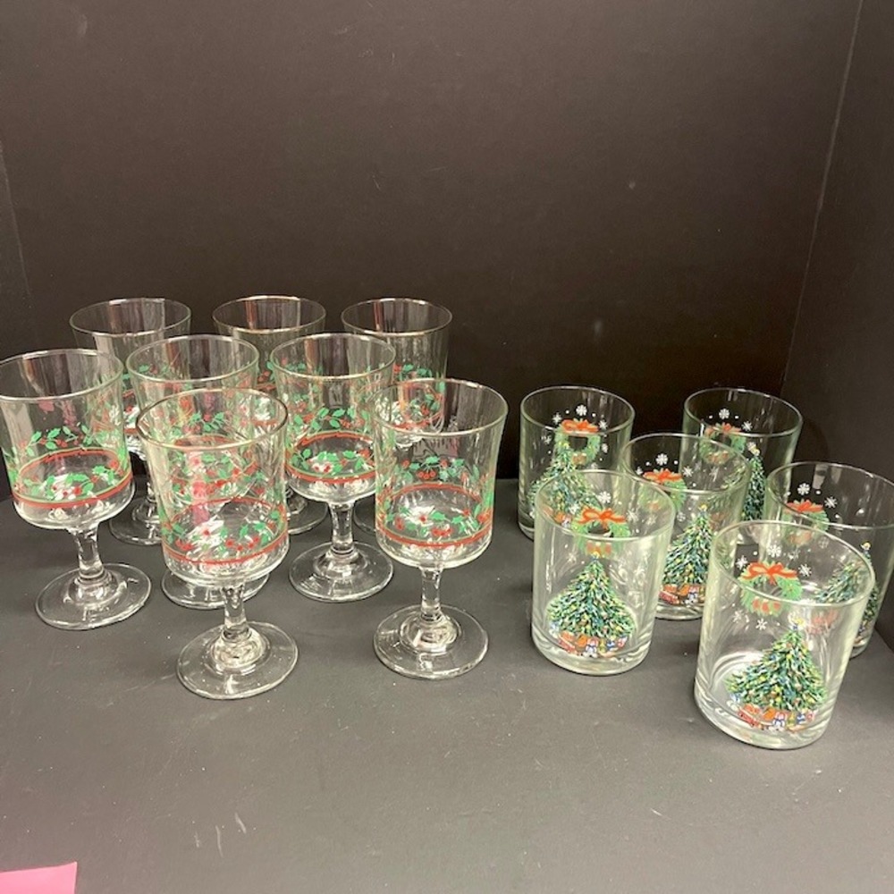 14 Cocktail Wine Goblet Glasses Arby's Promotional & Noel by Salem Porcelle Vtg
